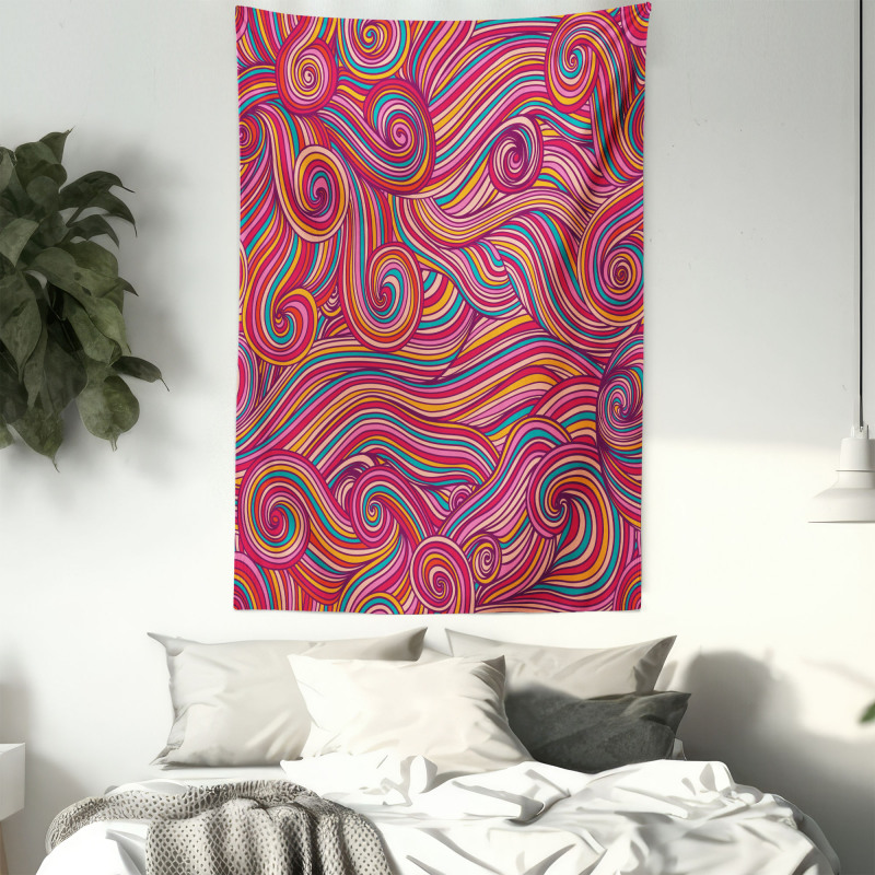 Colorful Vibrant Waves Tapestry