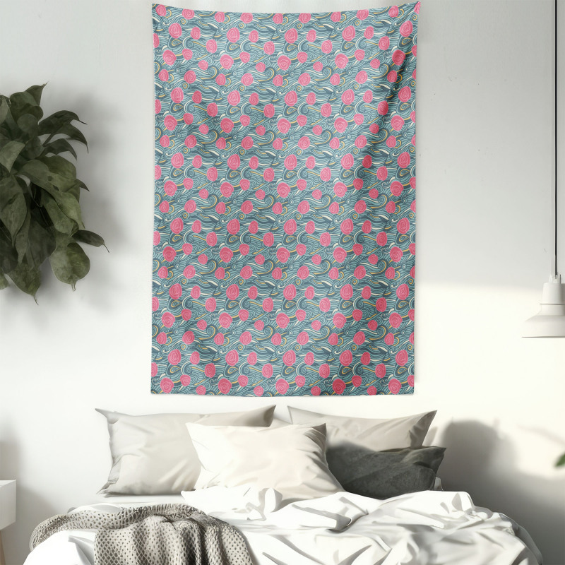 Waves and Roses Tapestry