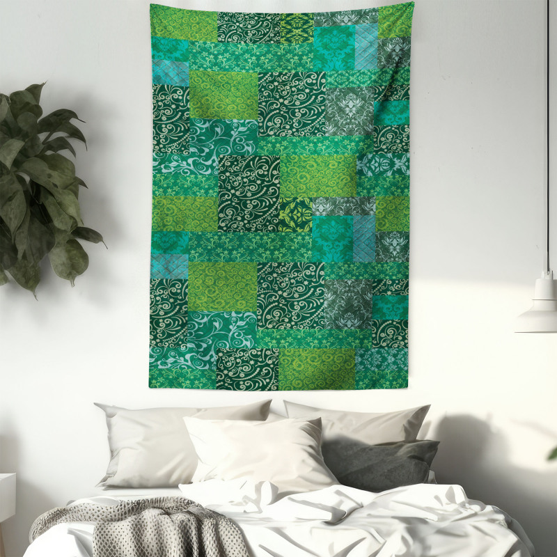 Curly Ornaments in Squares Tapestry