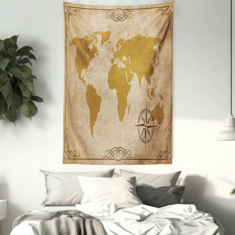 Vintage Cartography Art Tapestry