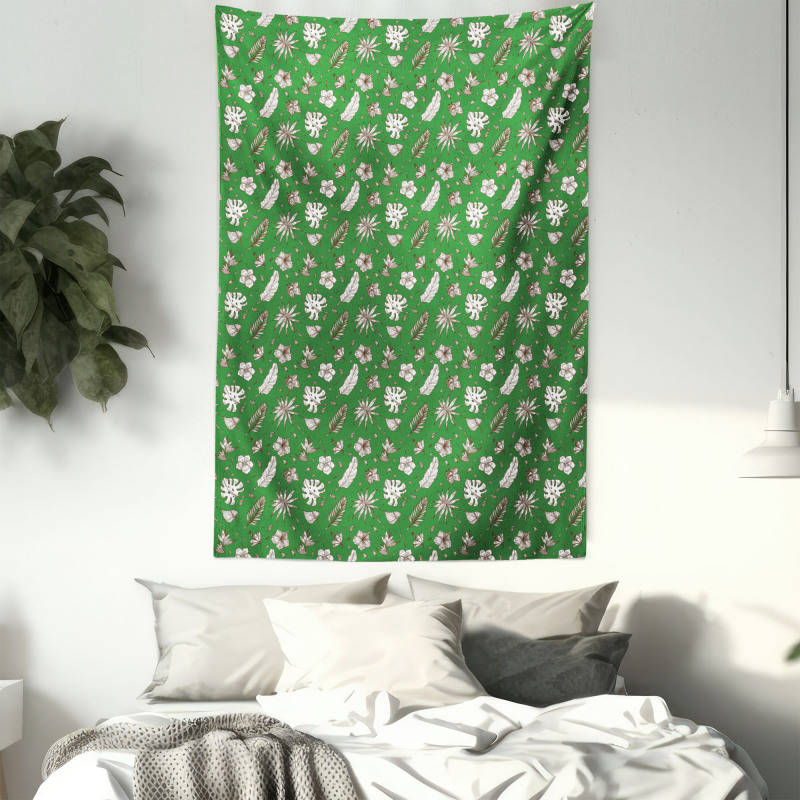 Hand Drawn Palm and Monstera Tapestry