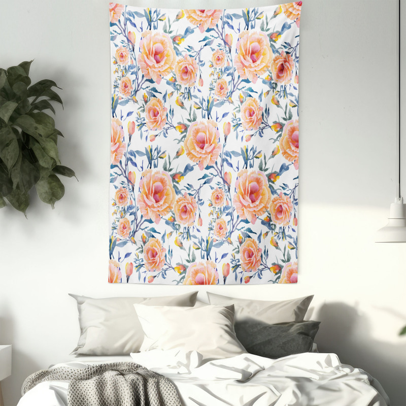 Blossoms with Aquarelle Effect Tapestry