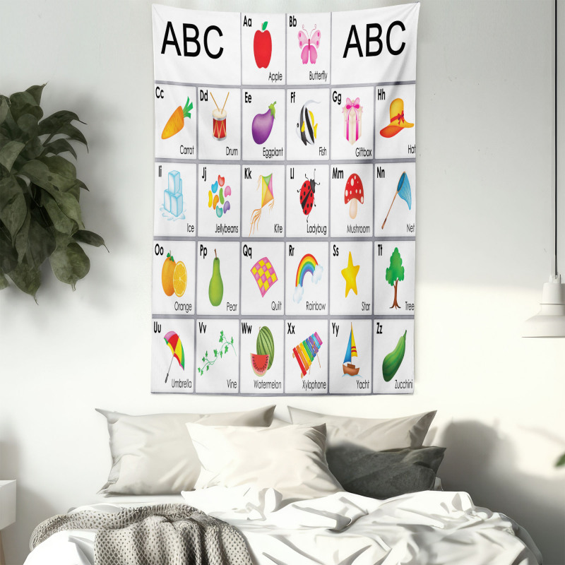 Squares with Letters Kids Tapestry