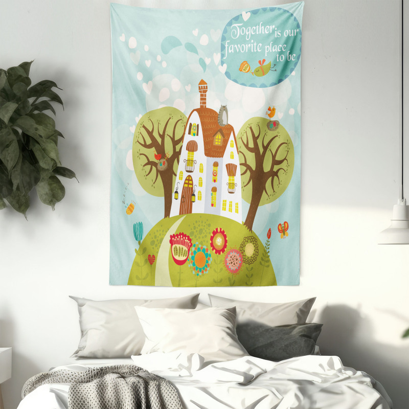 Fairytale Cartoon with Words Tapestry