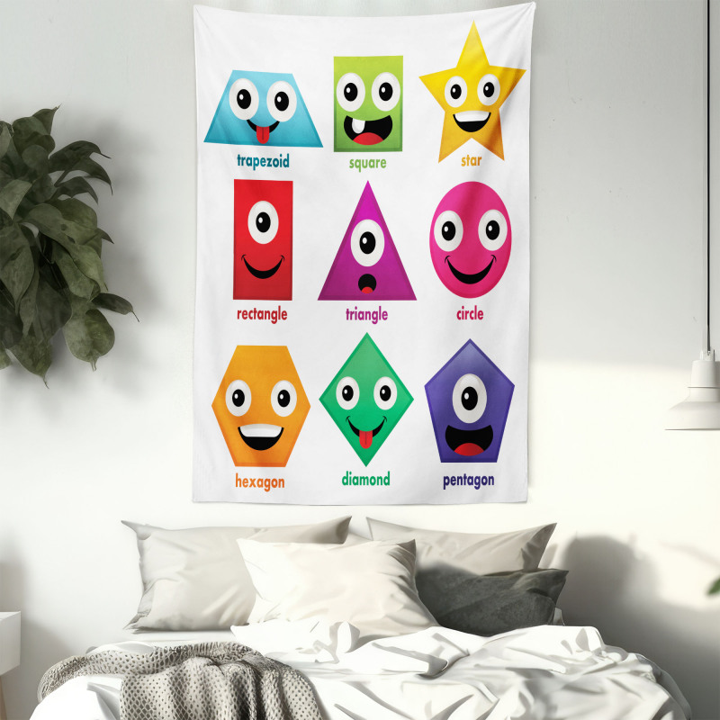 Shapes with Funny Faces Tapestry