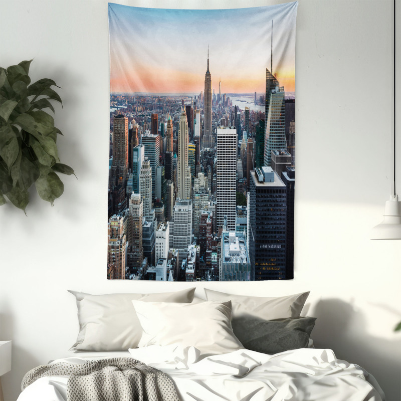 NYC Manhattan Skyline Dusk Tapestry