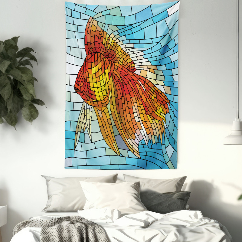 Stained Glass Mosaic Fish Art Tapestry