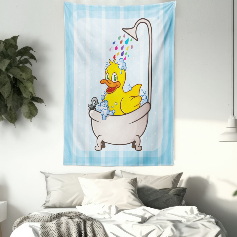 Cartoon Mascot in Bathtub Tapestry