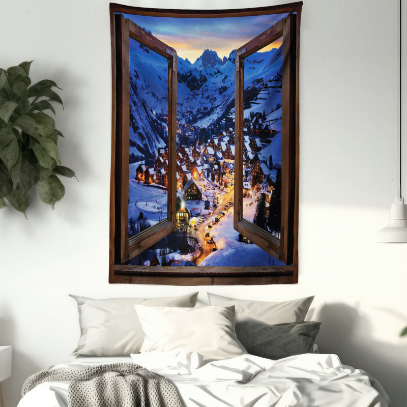 Winter Season Town Tapestry