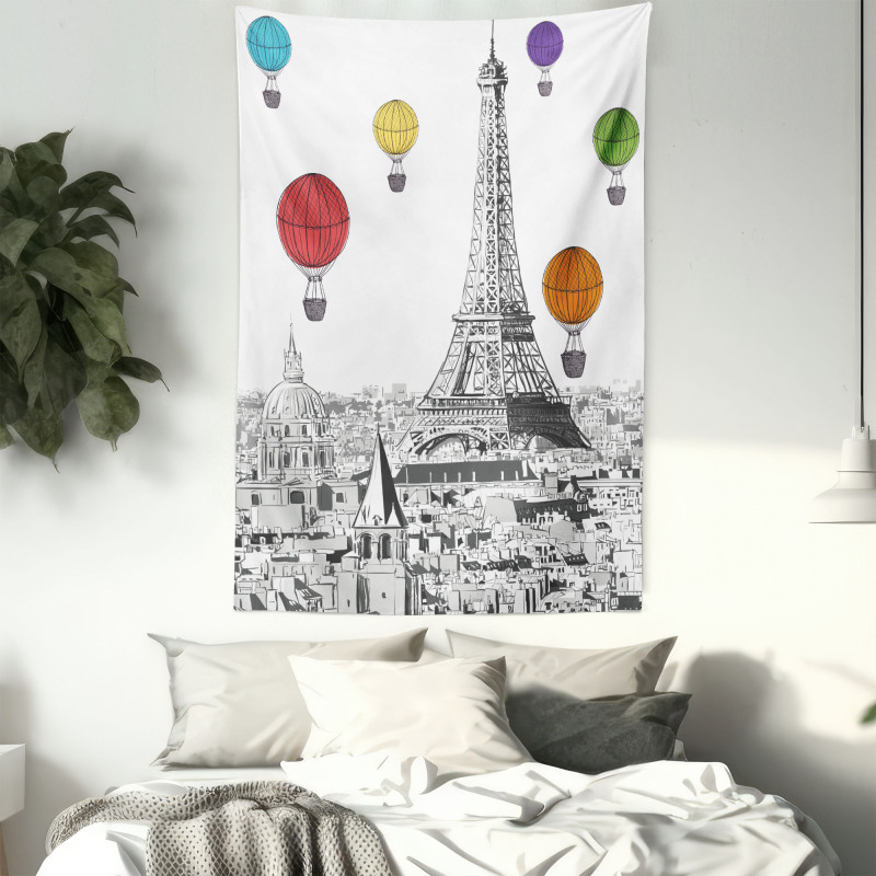 Eiffel Tower and Balloons Tapestry