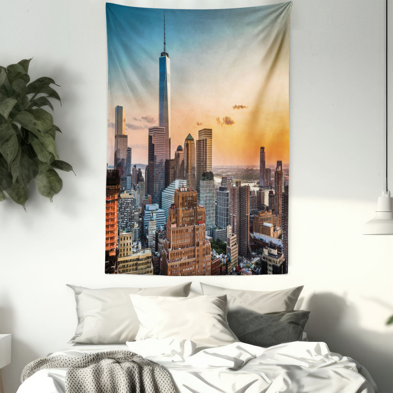Sunset Manhattan Skyline Tapestry
