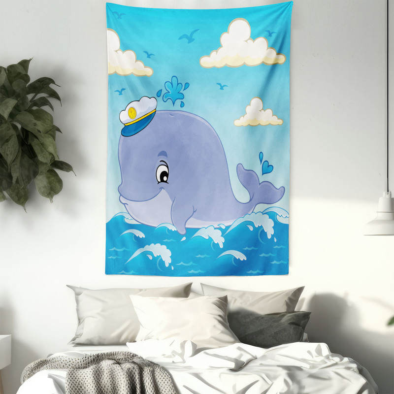 Nursery Theme Captain Whale Tapestry