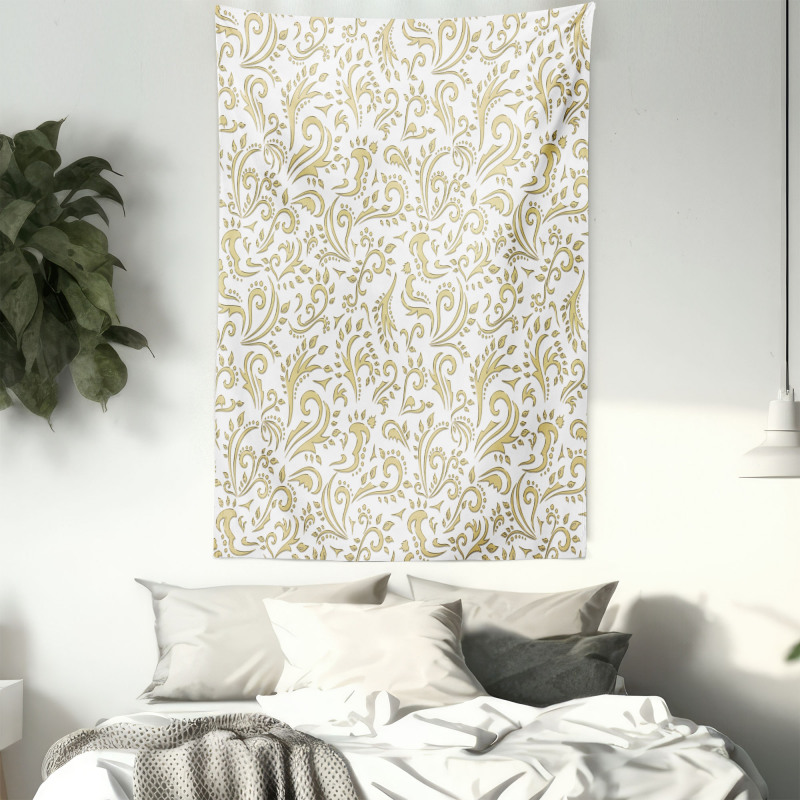 Monochrome Swirling Motifs Tapestry