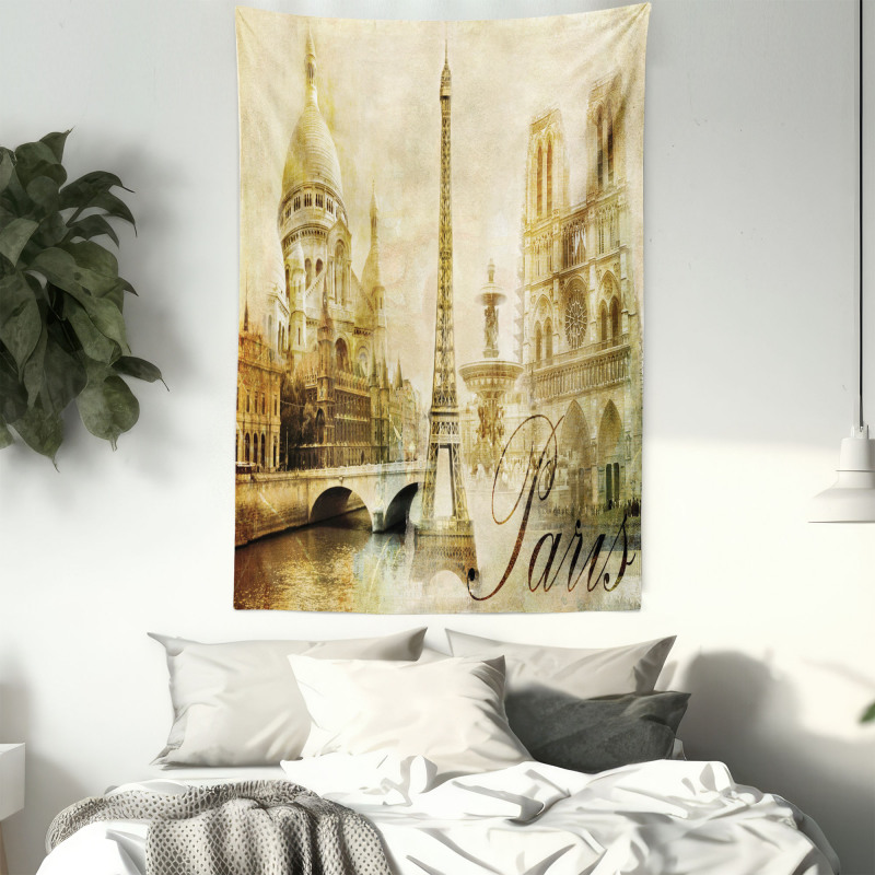 Vintage Style Landmarks Photo Tapestry