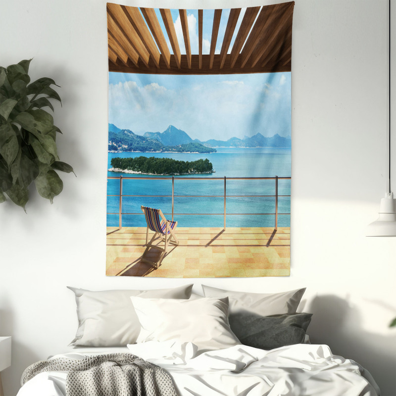 Balcony Panoramic Seascape Tapestry