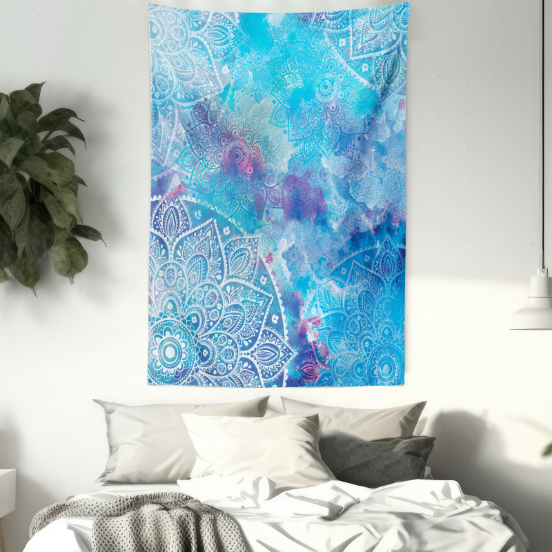 Watercolor Floral Asian Tapestry