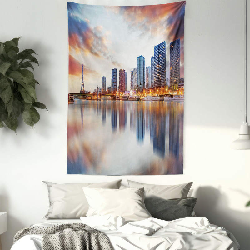 Buildings Dawn Reflection Tapestry