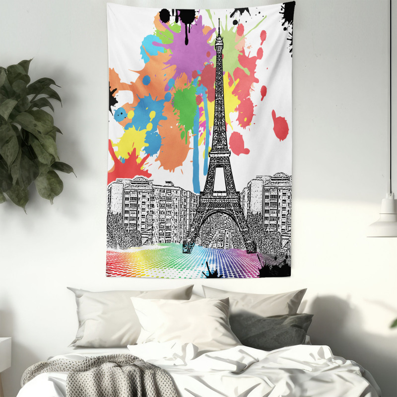 Splashing Spots Eiffel Tower Tapestry