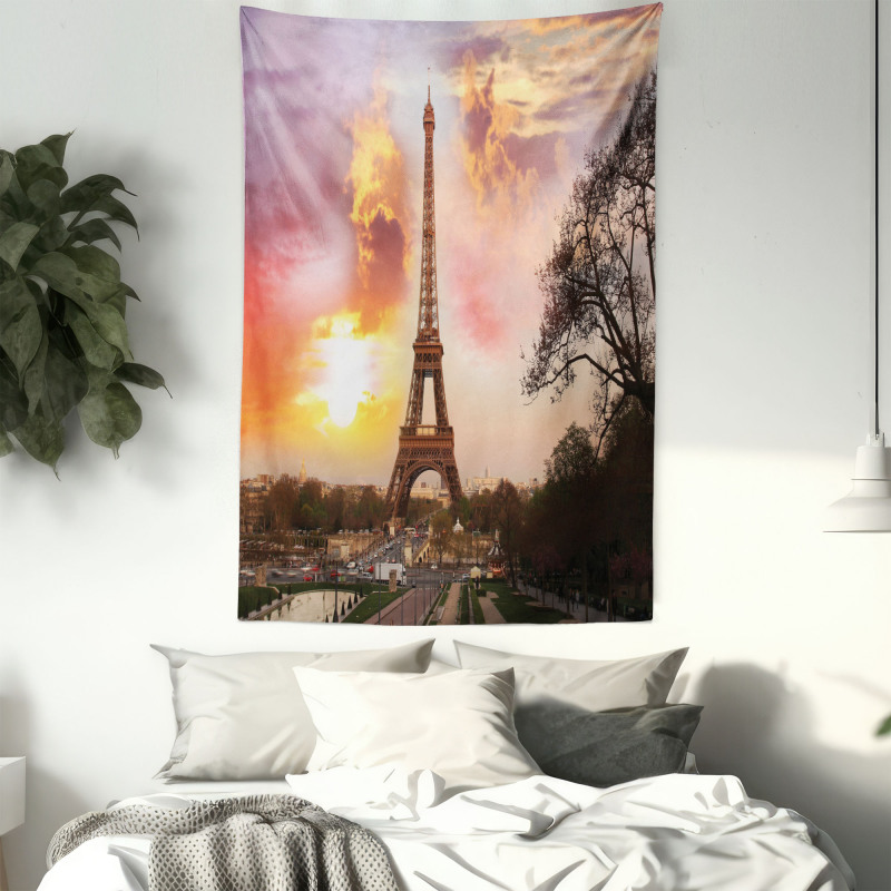 Parisian Cityscape at Sunset Tapestry