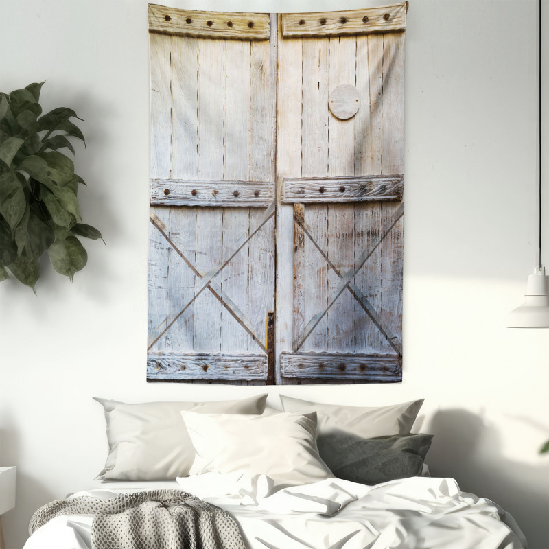 Country Rusty Wooden Door Tapestry