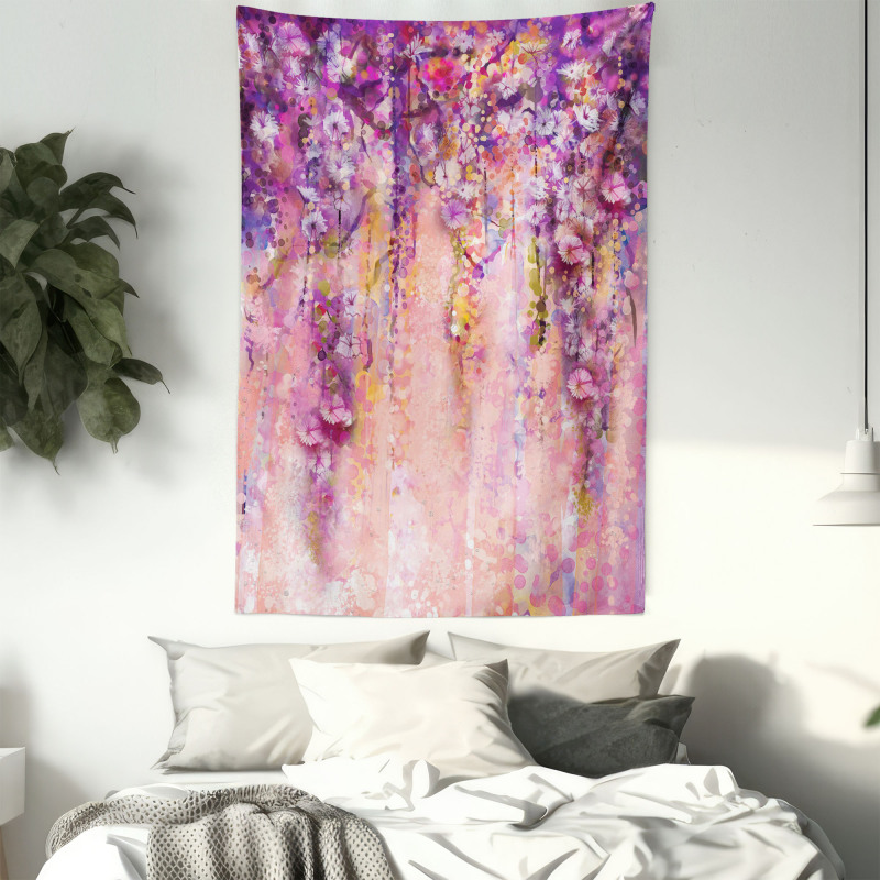Watercolor Wisteria Blooms Tapestry