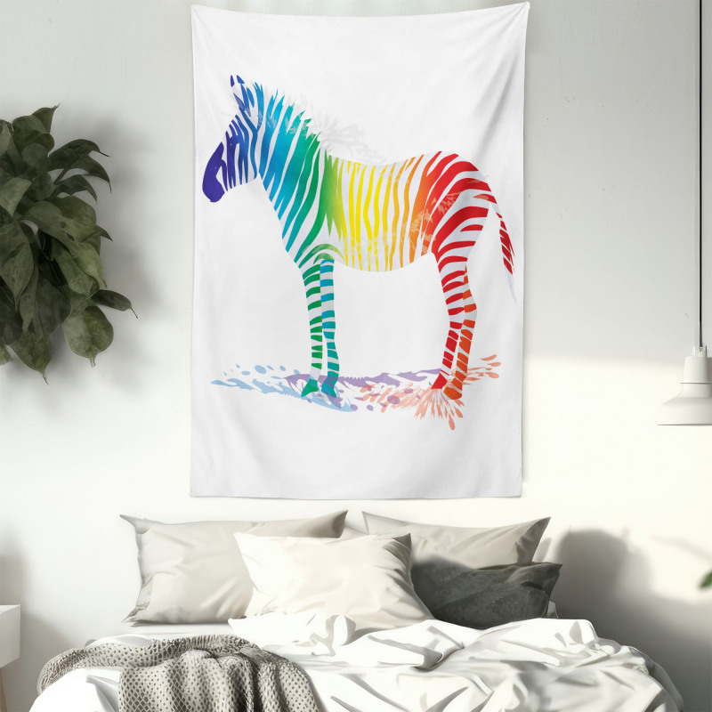 Zebra Rainbow Colors Tapestry