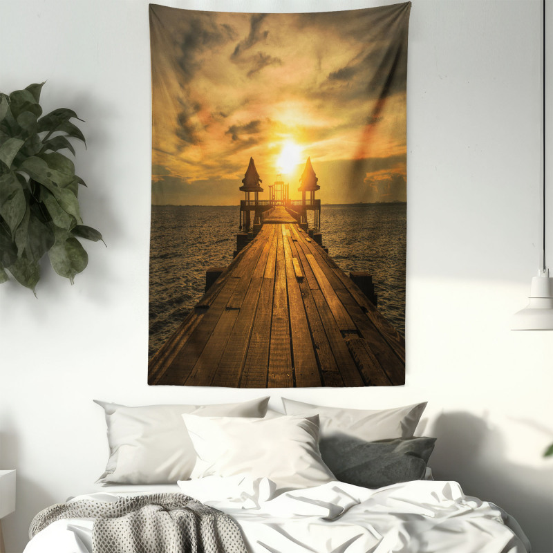 Wooden Dock Bangkok Bay Tapestry