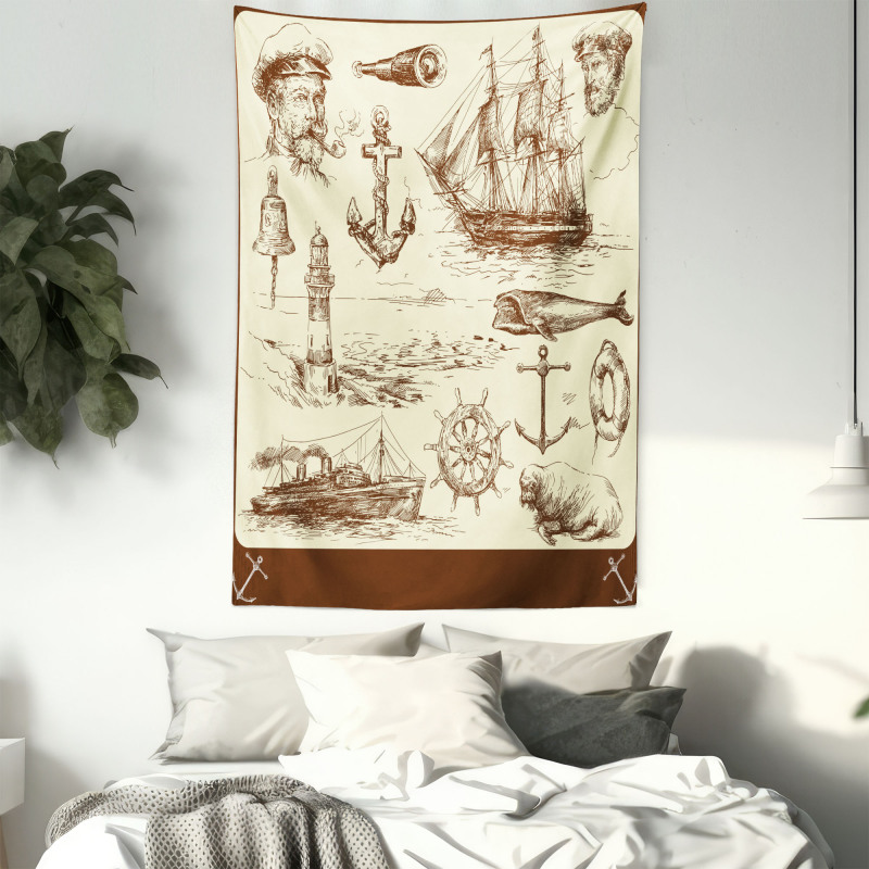 Oceanic Drawing Effect Tapestry