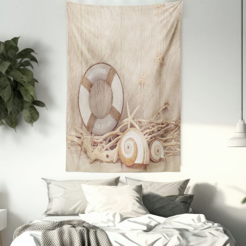 Life Buoy Wooden Sepia Tapestry
