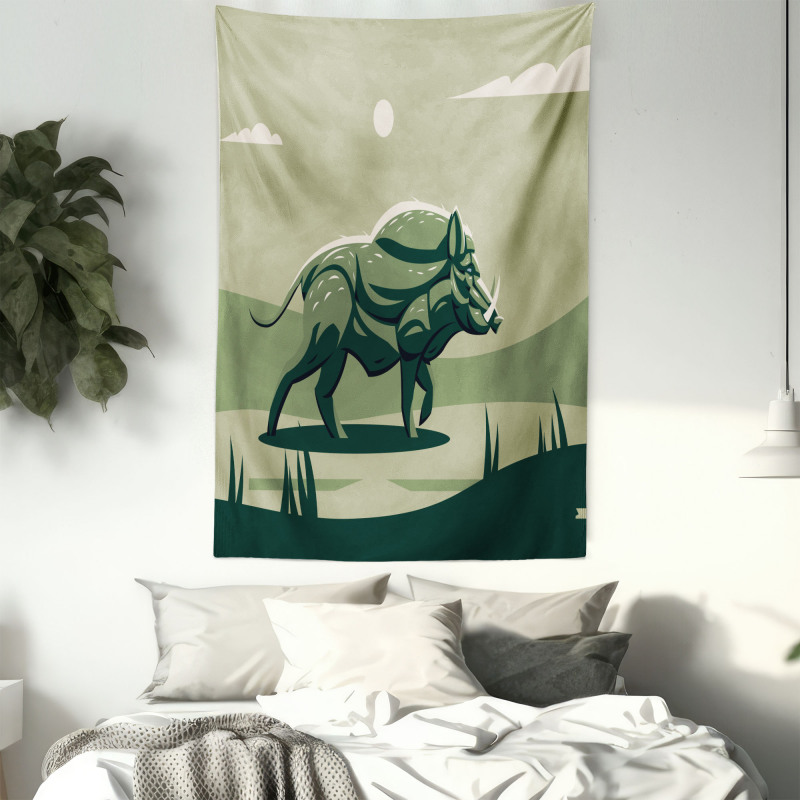 Wild Boar with Tusks Art Tapestry