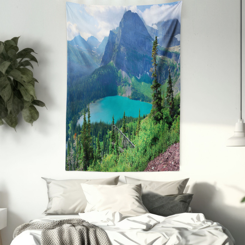 Grinnell Lake and Mountains Tapestry