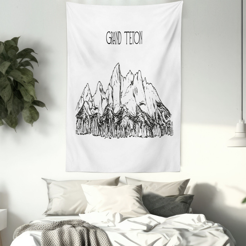 Simple Sketch Grand Teton Tapestry