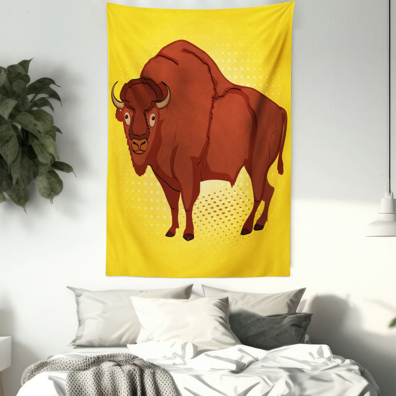 Comic Book Drawn Bison Tapestry