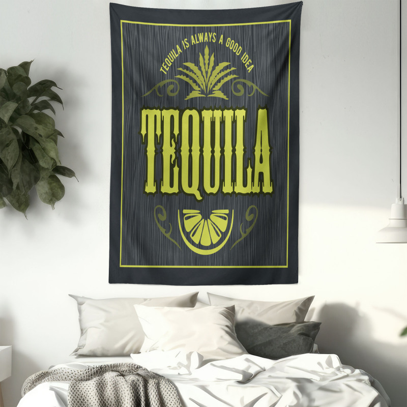 Vintage Alcohol Themed Text Tapestry