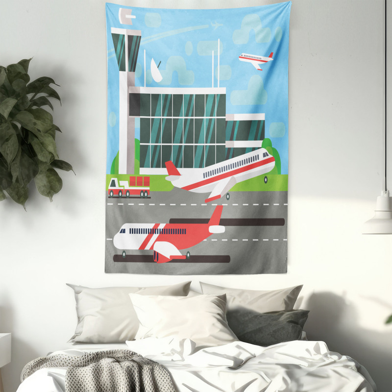 Departure Plane from Runway Tapestry