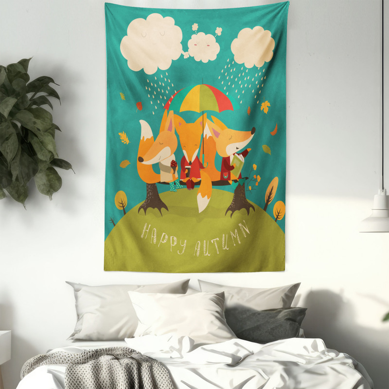 Foxes Umbrella Tapestry