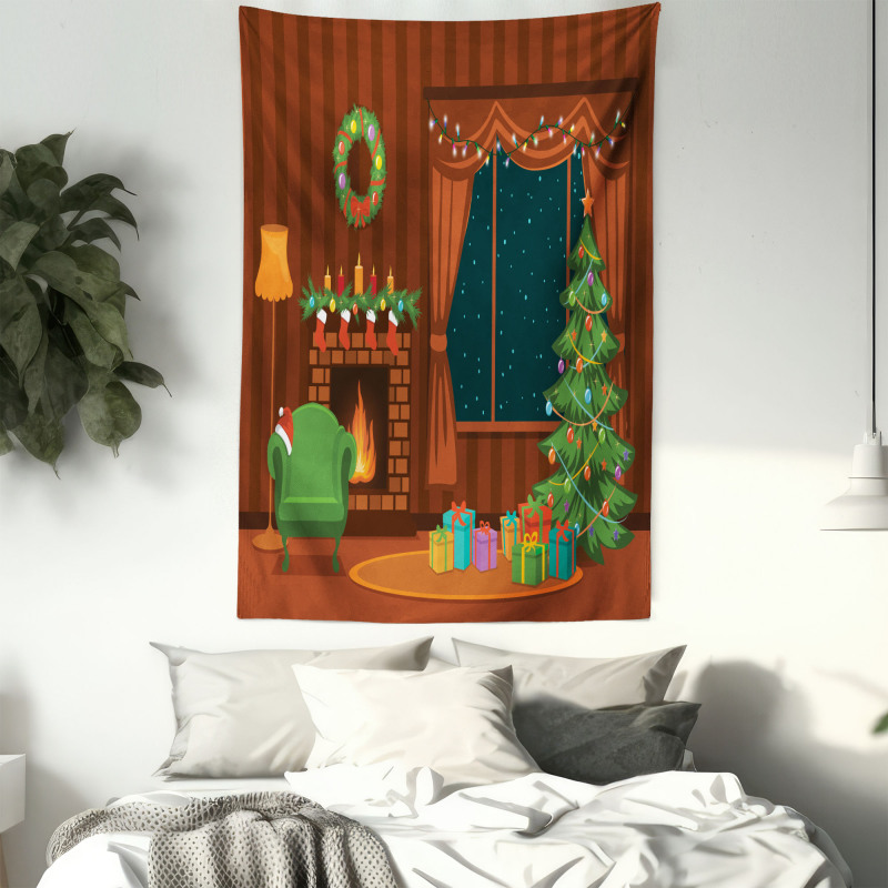 Cartoon Christmas Room Tapestry