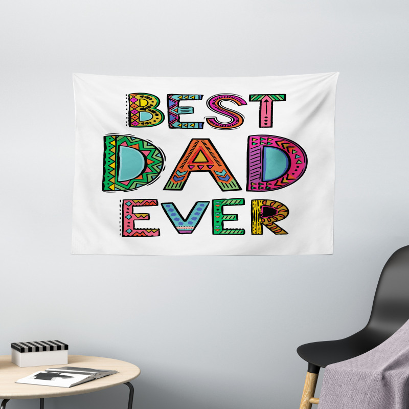 Fathers Day Best Dad Ever Wide Tapestry