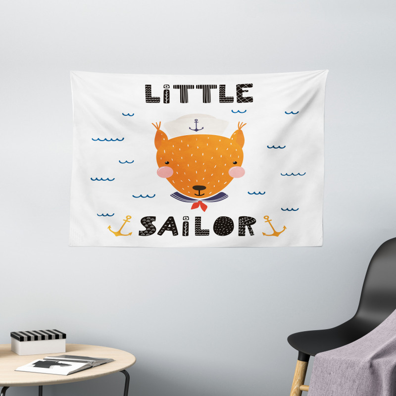 Marine Fox and Little Sailor Wide Tapestry