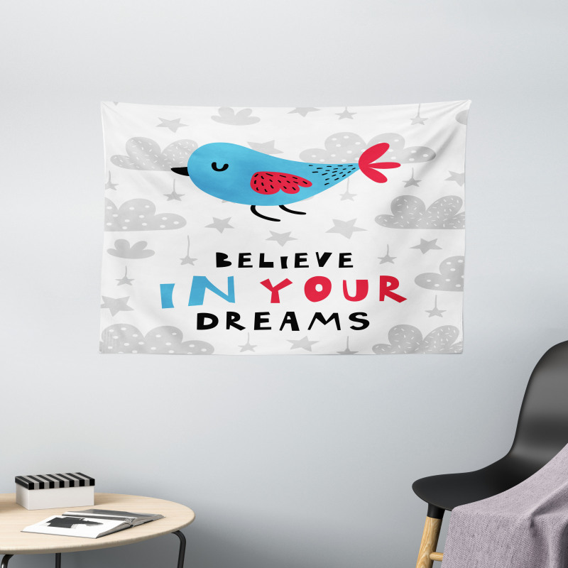 Believe in Your Dreams Bird Wide Tapestry