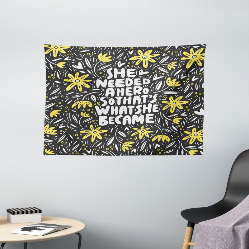 Feminism Flora Lettering Wide Tapestry