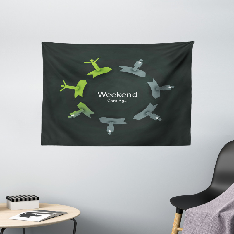 Weekend Coming in Work Circle Wide Tapestry