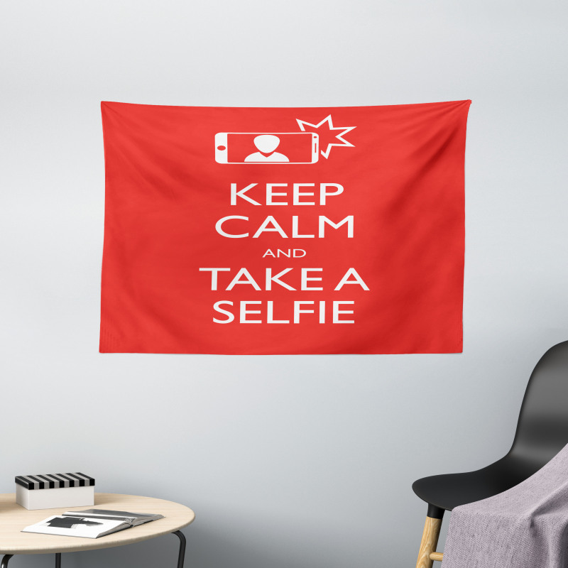 Keep Calm and Take a Selfie Wide Tapestry