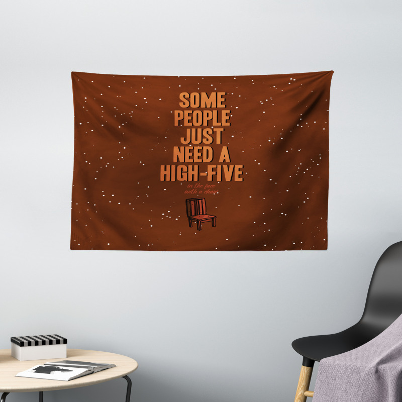 Funny High 5 in Face Words Wide Tapestry