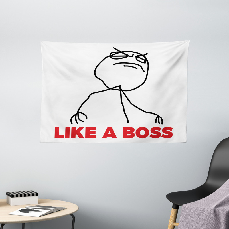 Cool Stickman and Like a Boss Wide Tapestry