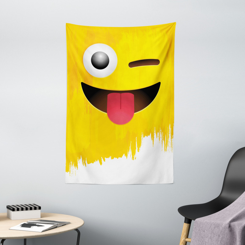 Winked Tongue Smiley Tapestry