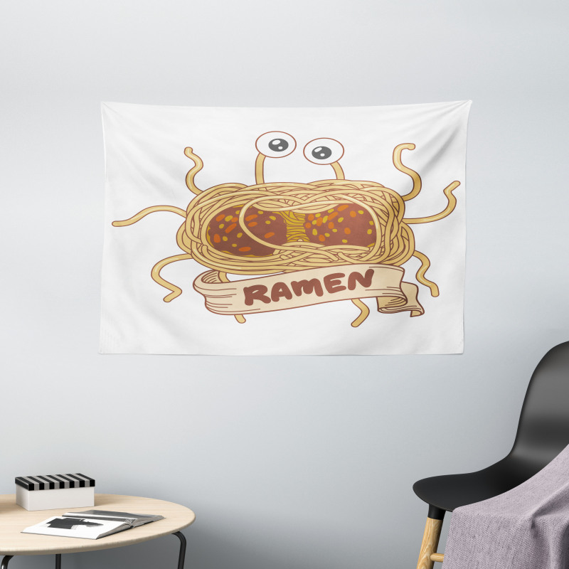 Flying Spaghetti Monster Wide Tapestry