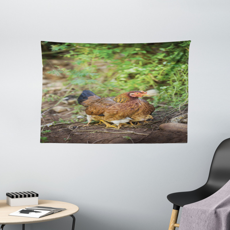 Chicken on Babies Wide Tapestry