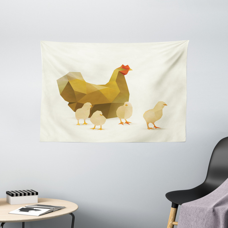 Polygonal Animal Art Wide Tapestry