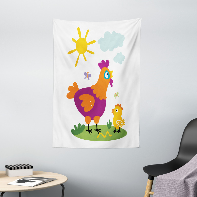 Chicken Baby Cartoon Tapestry